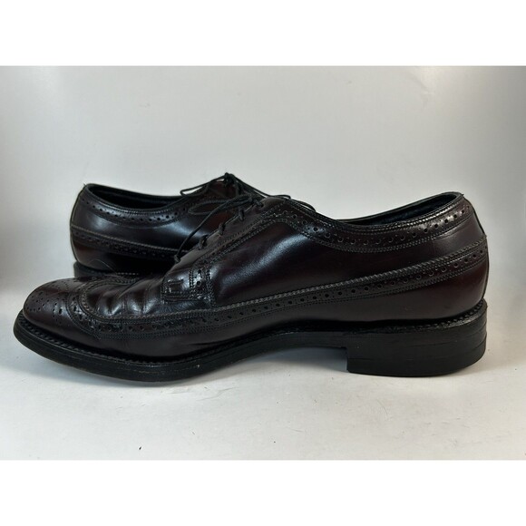 Mens Dress Shoe 9.5 D Burgundy Florsheim Brogue Wingtip Longwing Vintage 30831 main image 5